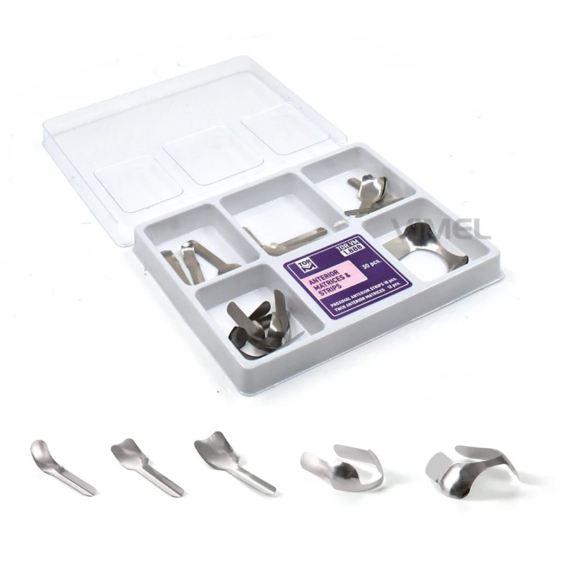 Bandas Matrix Dental Aço, Faixa Anterior Proximal, Matrizes com Contorno Seccional, Materiais de Restauração, Recarga, 30 peças por conjunto