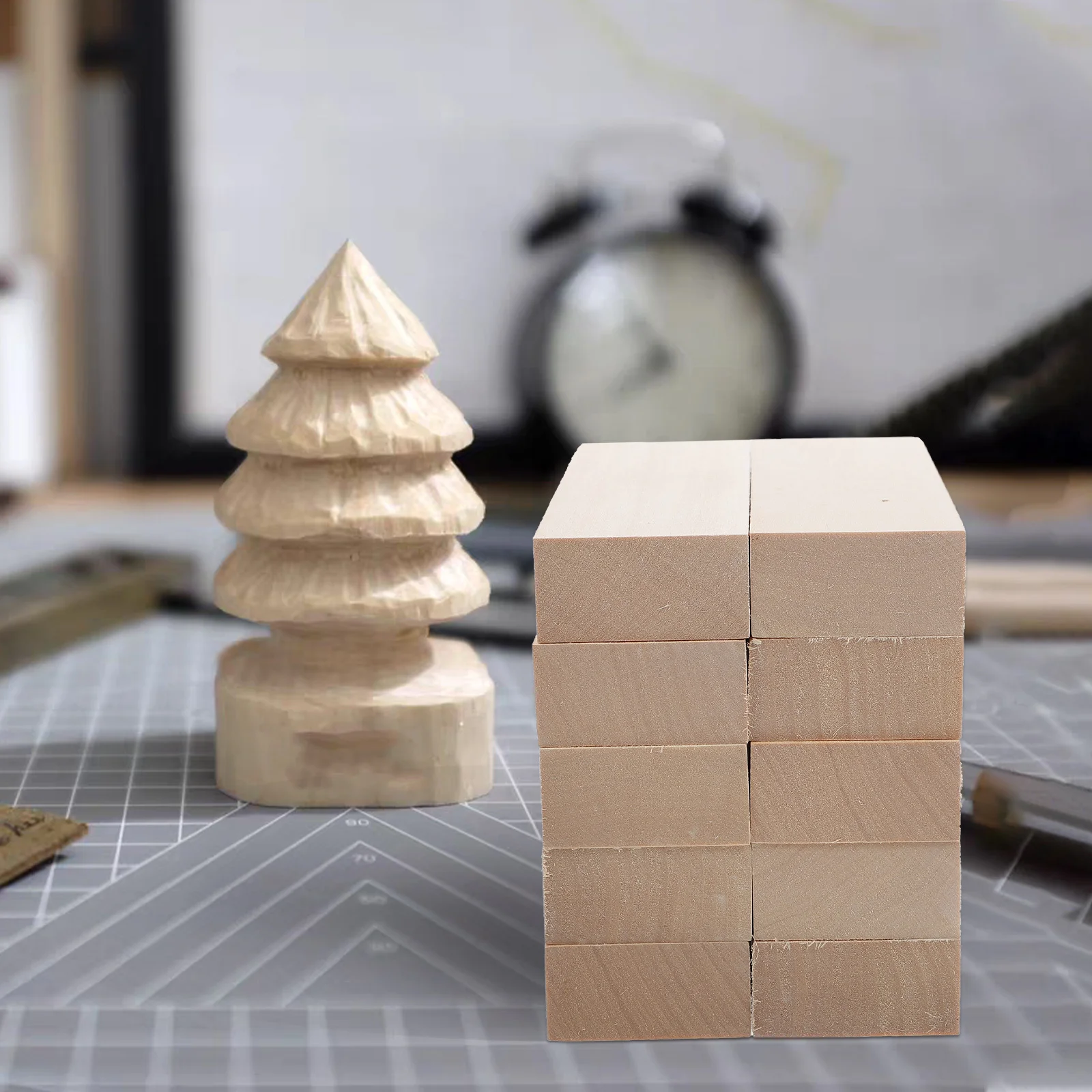 

10 шт. полированных деревянных блоков из липы, натуральные, гладкие, необработанные, для резьбы, декора и проектов DIY