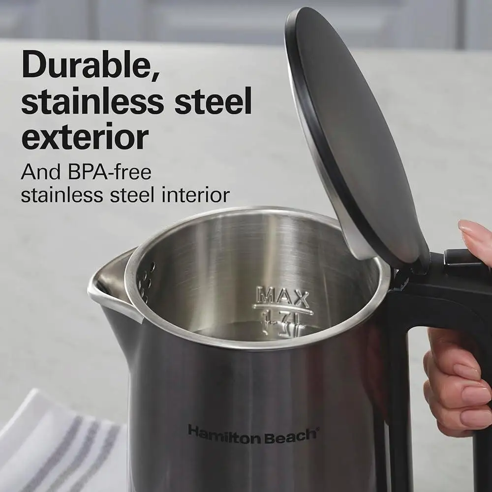 غلاية كهربائية للتحكم في درجة الحرارة الرقمية سعة 1.7 لتر من الفولاذ المقاوم للصدأ، إيقاف تلقائي سريع الغليان، 5 أوضاع محددة مسبقًا، تحافظ على الدفء والغليف الجاف