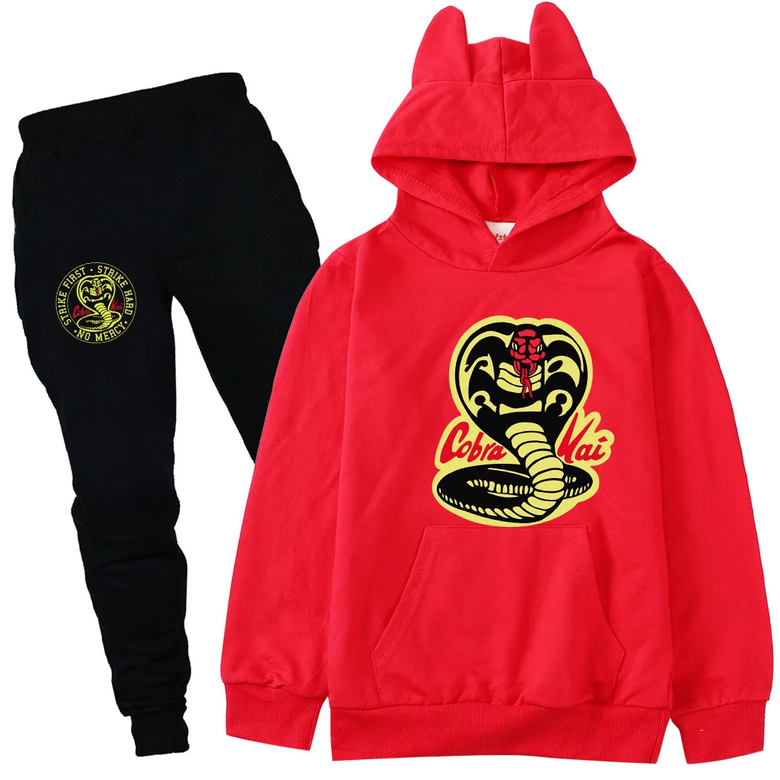 Spring Fall New Cobra Kai Hoodie Suit Cotton Kids Hoodie And Pant Two-piece Children Clothing Set 2-16 Years Girl Boys Clothes