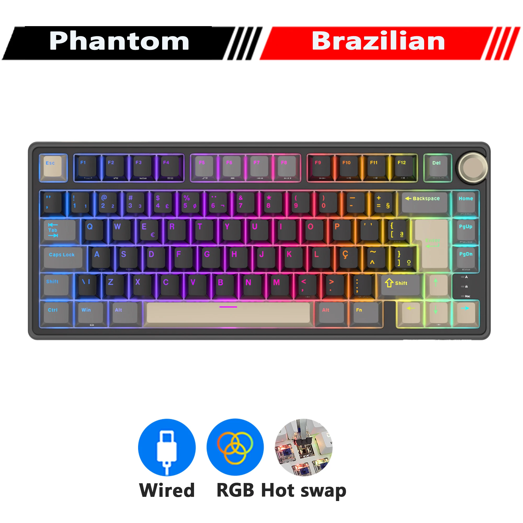 RK Royal Kludge R75 Gasket Mechanisch Toetsenbord 75% RGB Backlit Hot-swappable Bedraad Gamer-toetsenbord met PBT Keycaps Volumeknop