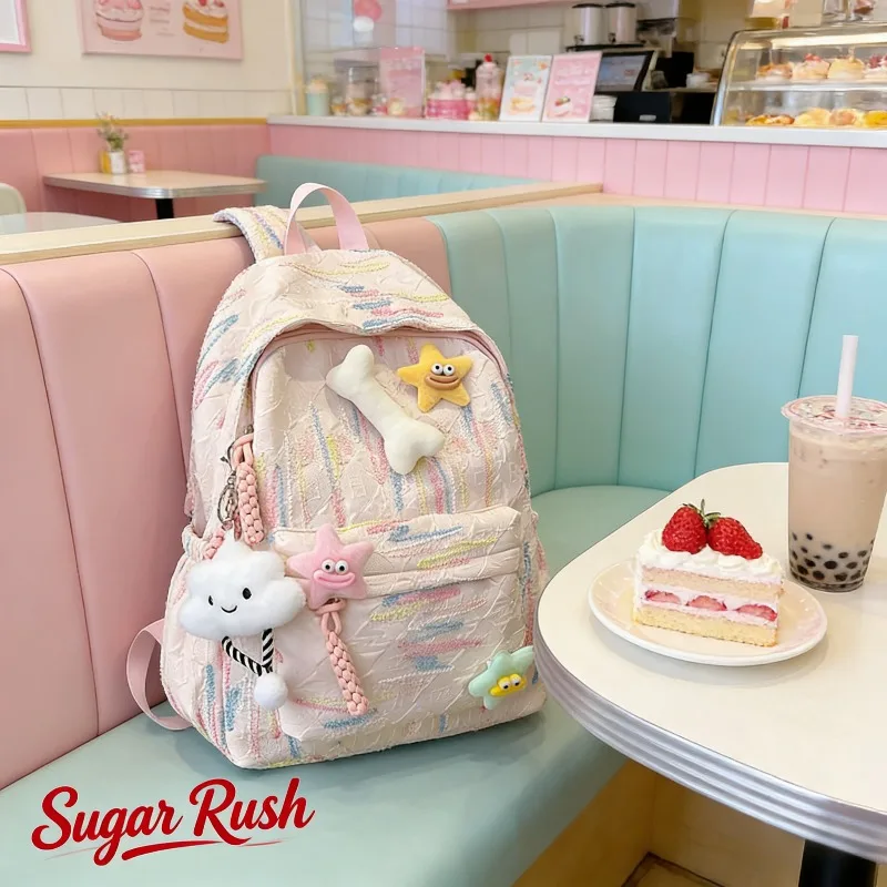 

Рюкзак для девочек в корейском стиле, с цветовыми блоками, милый дорожный рюкзак, стильный студенческий ранец