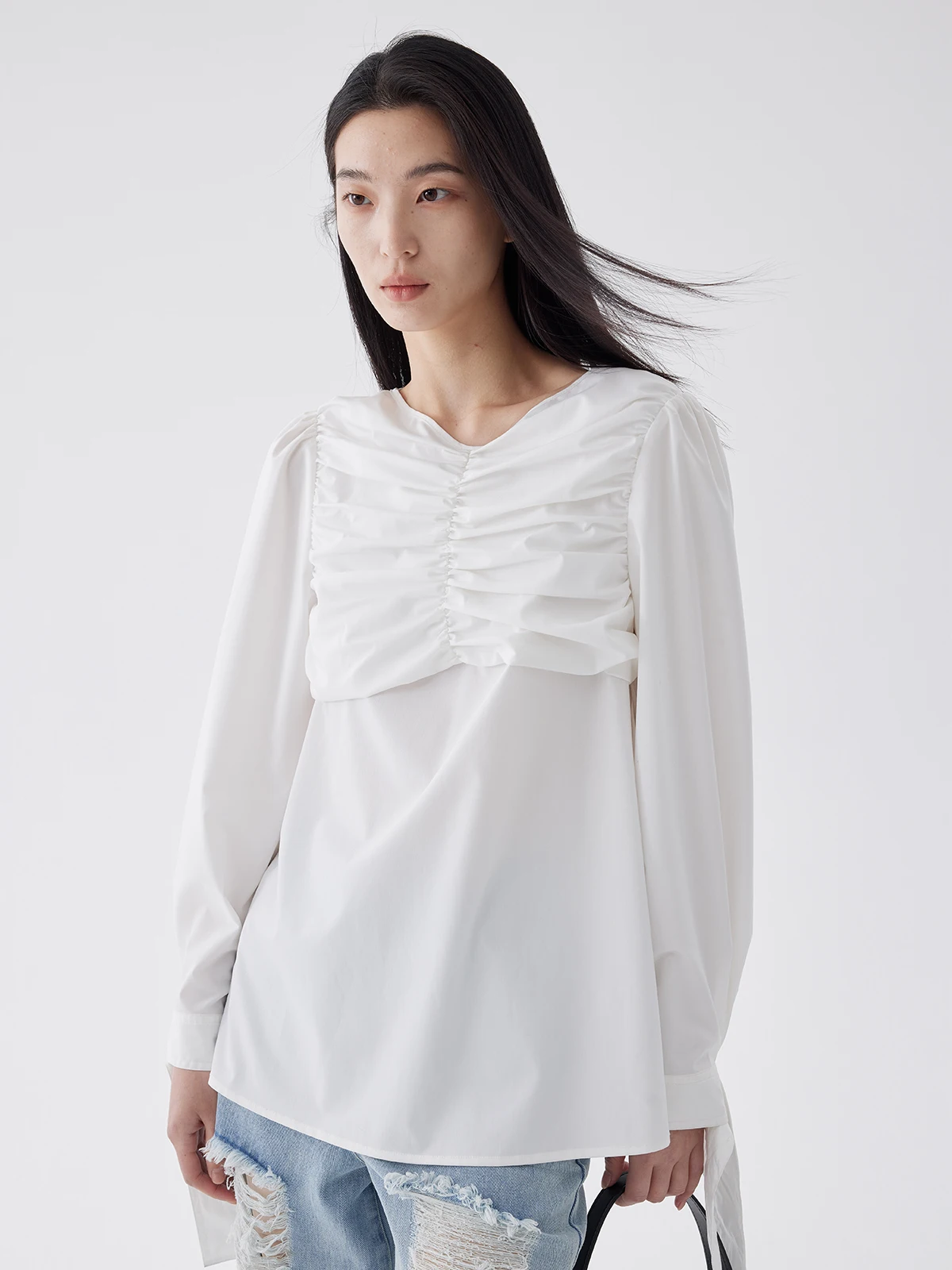 

Белая рубашка Ele Long Sve из бамбукового волокна с динамичным дизайном, повседневная, для поездок на работу, стандартный крой, смесь полиэстера