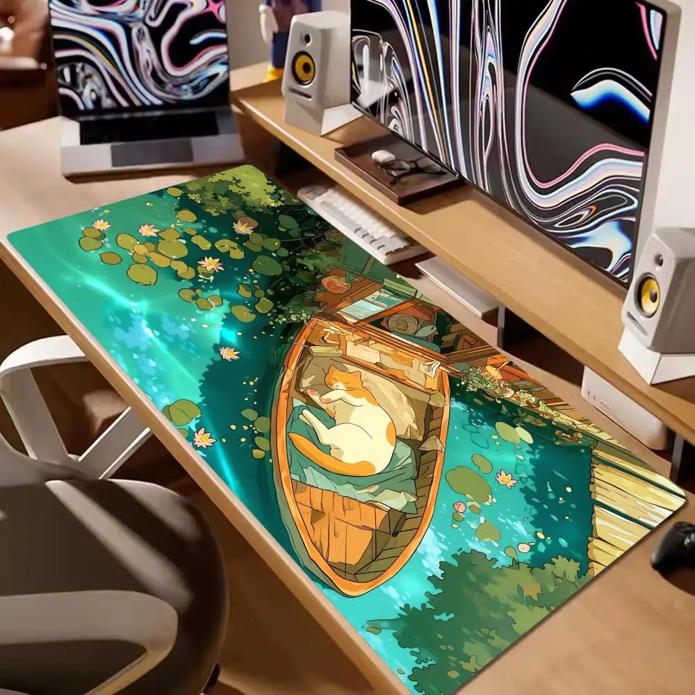 

Anime Cute Cat Mouse Pad Computer Accessories Office Game Table Mats Rubber Anti-slip Gaming Keyboard Mousepads Desk Pads 40X90