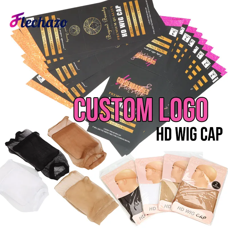 HD Lace Cap Wig Caps For Making Wigs 50Packs Personalized Logo Stocking Wig Cap Invisible Wig Making Cap Wig Styling Cap