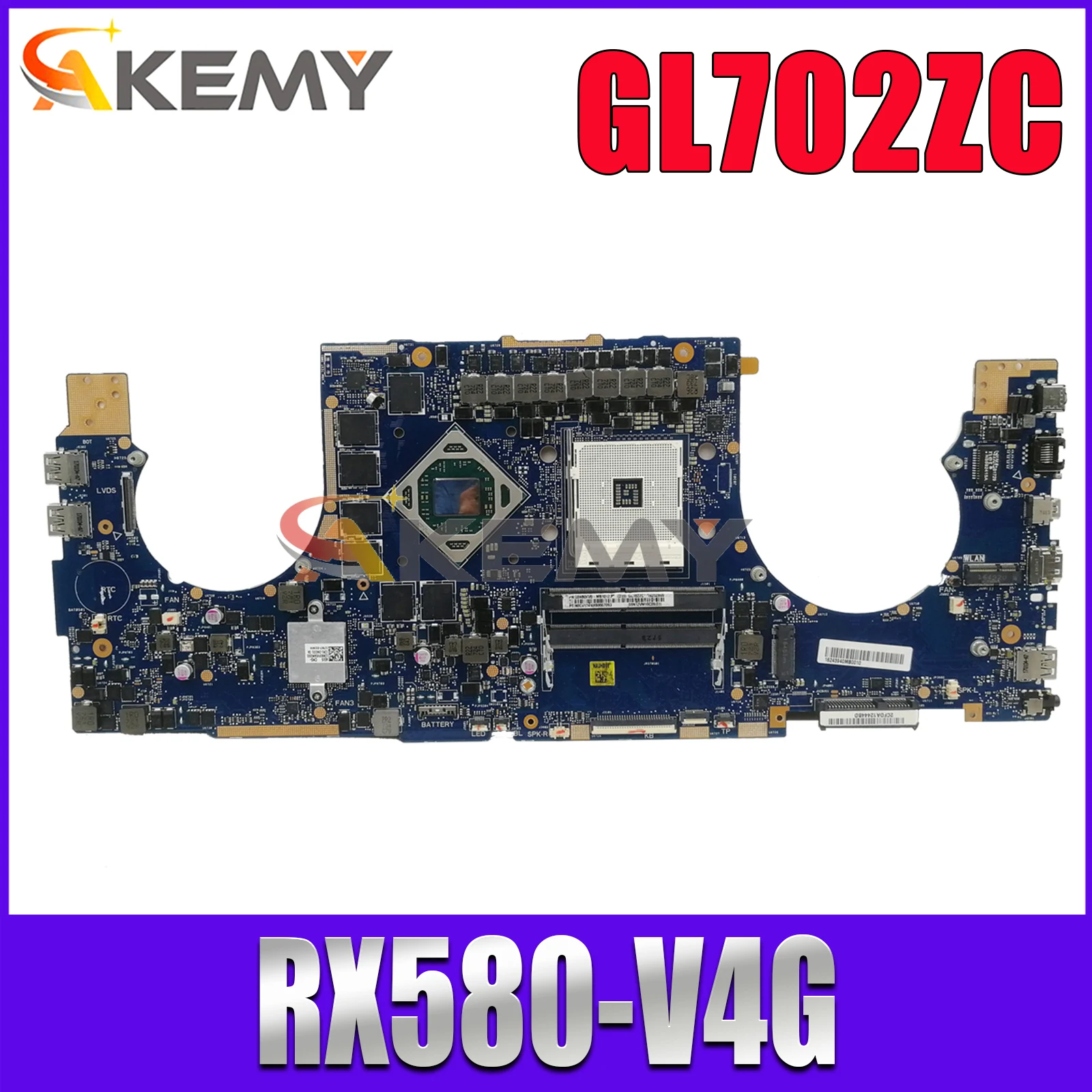 

Akemy GL702ZC Mainboard for ASUS ROG Strix GL702Z GL702 Ryzen Gaming Laptop Motherboard With RX580/4G 100% Working Well