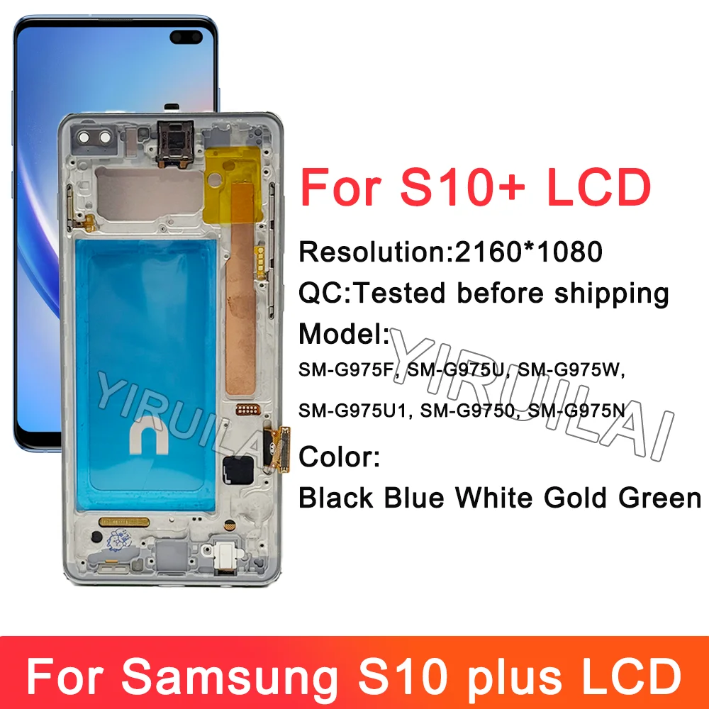 TFT 100% Tested For S10Plus LCD Screen Replacement For Samsung Galaxy S10 Plus G975F LCD Display Digital Touch Screen Digitizer