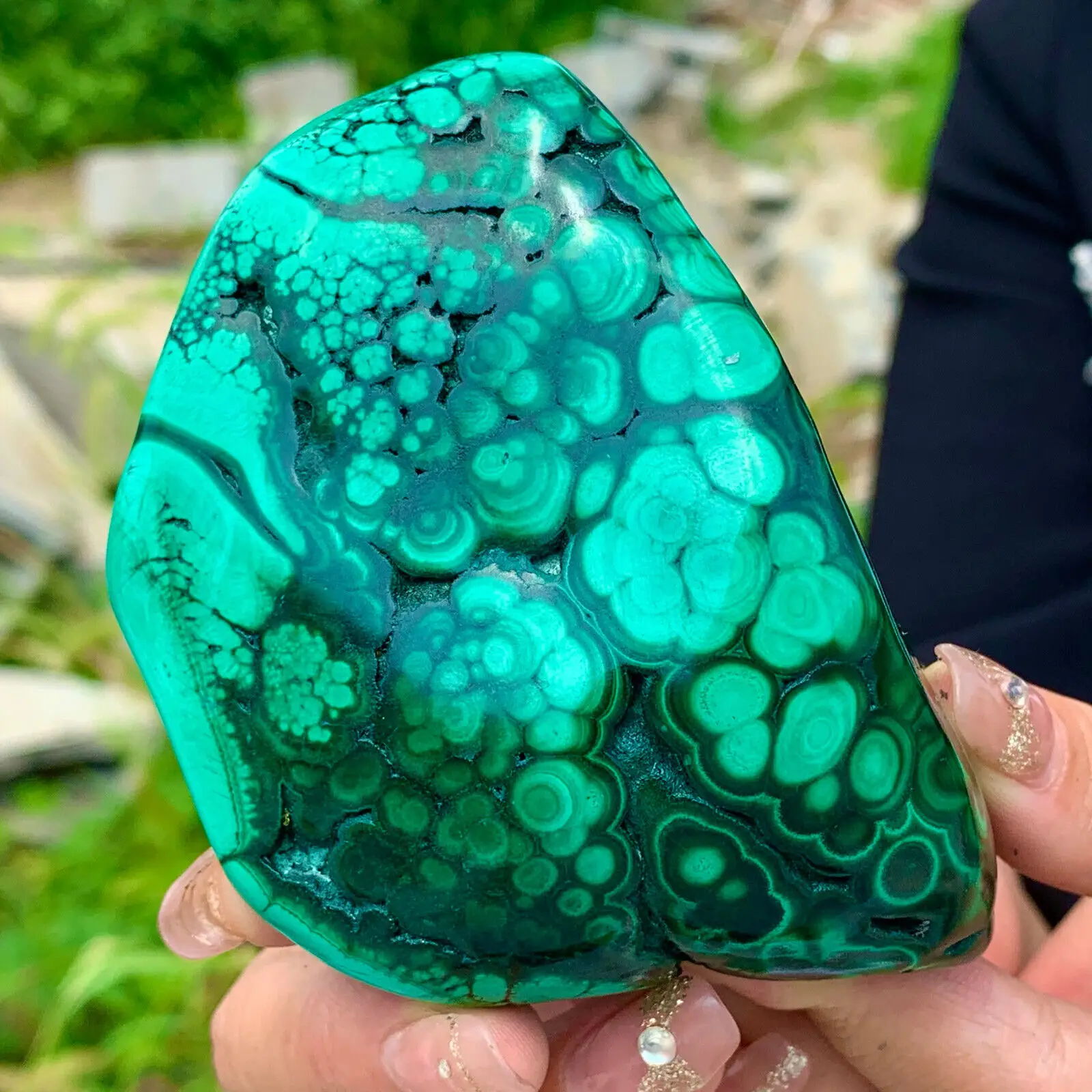 

Natural Glossy Malachite Transparent Cluster Rough Mineral Sample Specimrn Healing