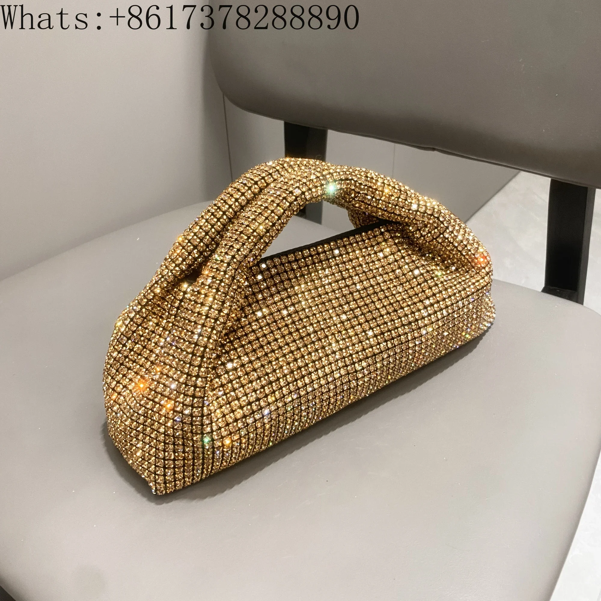 Shiny Crystal Clutch purse bucket Shoulder bag rhinestone Handmade purses and handbags luxury Designer Evening clutch Bag Purse