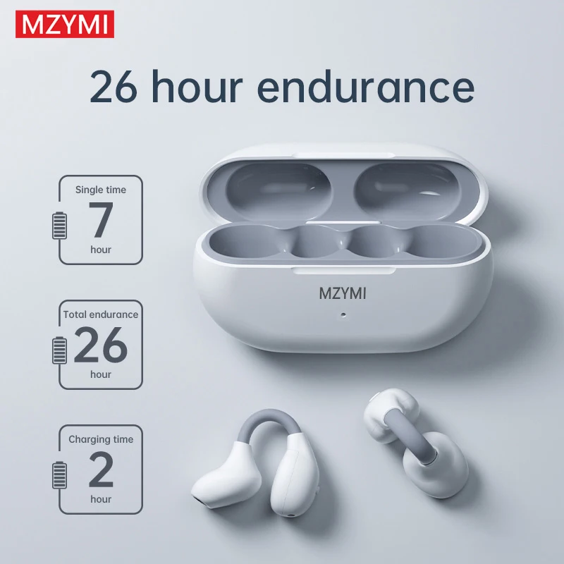 

MZYMI C01 Wireless Ear Clip Headphone Bluetooth5.3 Open Ear Earphones Bone-Conduction Sport Waterproof Earbuds Built-in Mic