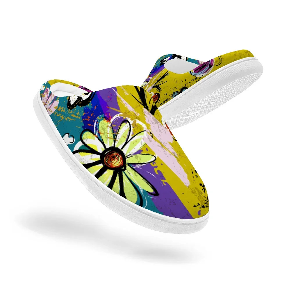 

Watercolor painting Keep Smiling Home Cotton Slippers for High Quality Plush Casual Keep Warm Shoes Thermal Slipper