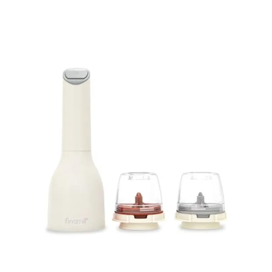 

Classic Battery Operated Spice Mill Set with Ceramic Grinder Adjustable Coarseness LED Light 2 Interchangeable Pods Kitchen Gif