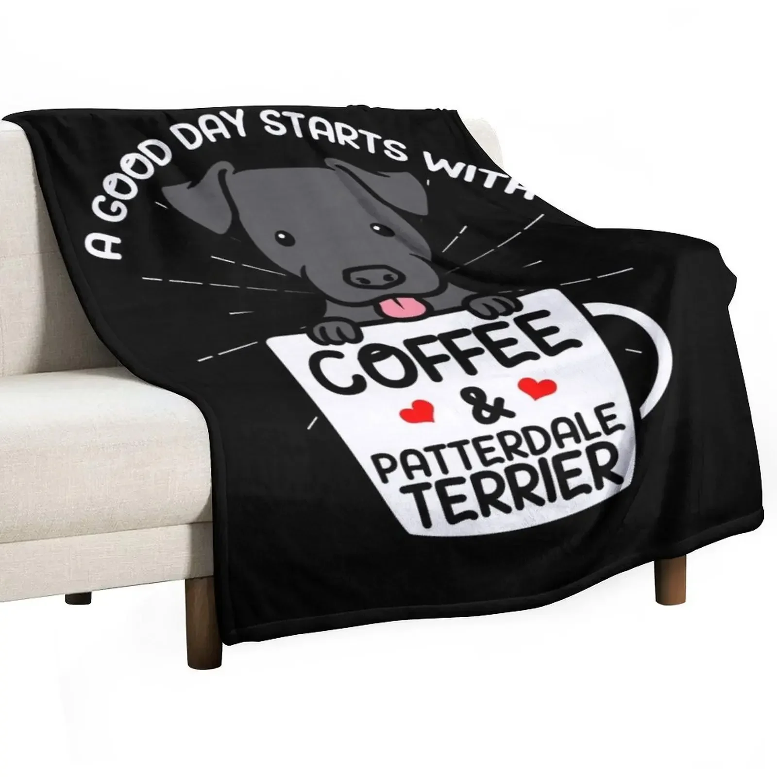 Patterdale Terrier Dog Fell Terrier Coffee Lover Throw Blanket For Sofa Thin Single Decorative Sofa Cute Flannel Fabric Blankets