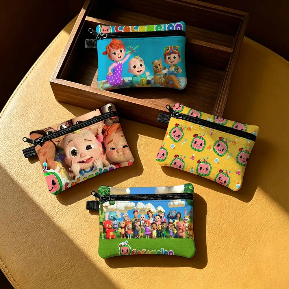 Cartoon C-CoCo-Melone-ES Mini Hängende Münztasche aus Oxford-Stoff, Langlebige Reißverschluss-Schlüssel- und Kartenhülle mit Karabiner