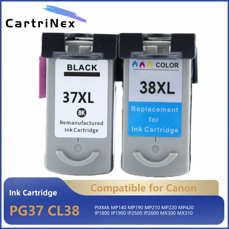 

Ink Cartridge 37XL 38XL for Canon PG-37 CL-38 PG37 CL38 PIXMA MP140 MP190 MP210 MP220 MP420 IP1800 IP2600 MX300 MX310 Printer