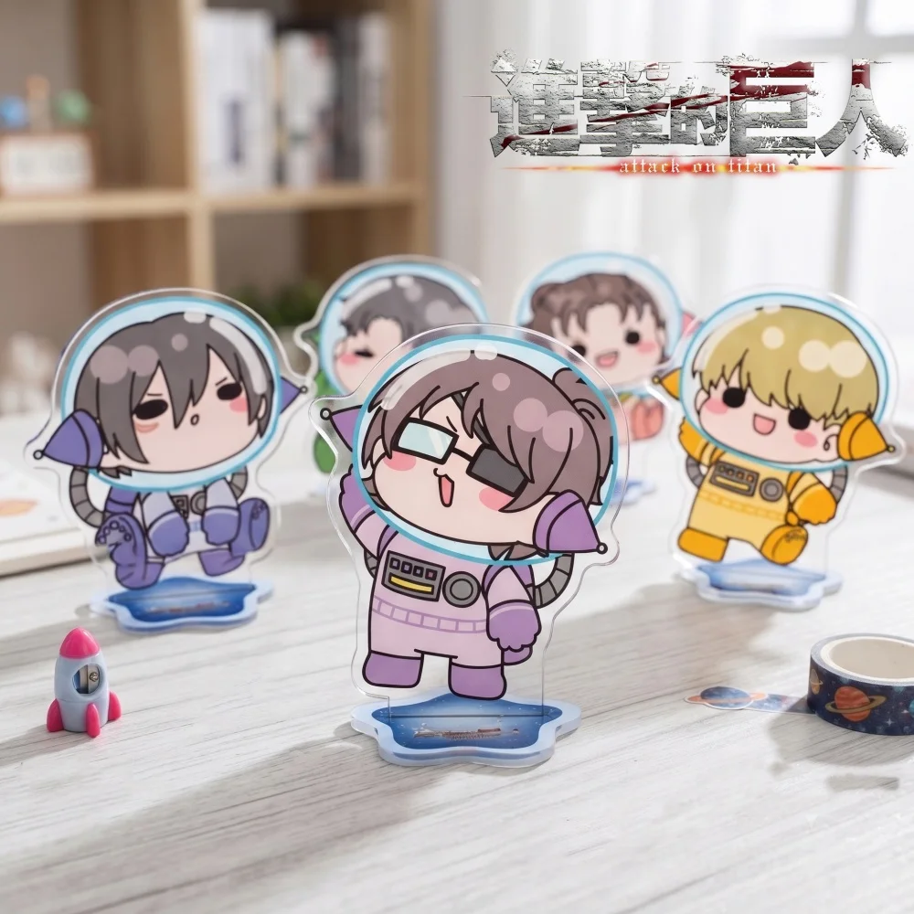 Anime Attack On Titan Acrylic Stand Keychain Space Suit Q Version Eren Levi Mikasa Armin Hange Character Merch
