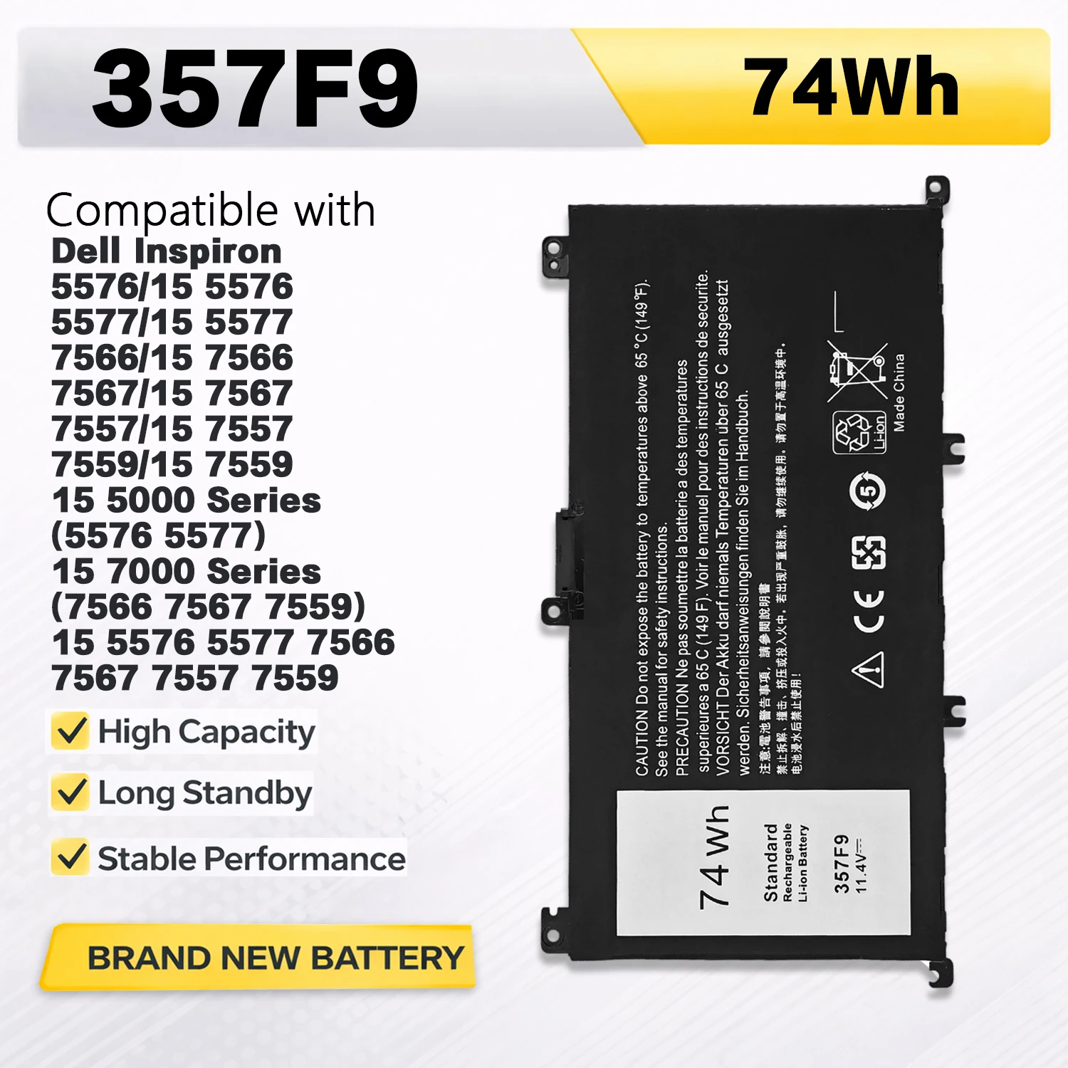 PowerHub 357F9 Battery Compatible with DELL Inspiron 15 Gaming 5576 5577 7566 7567 7000 7557 7559 P65F P57F P65F001 P57F001