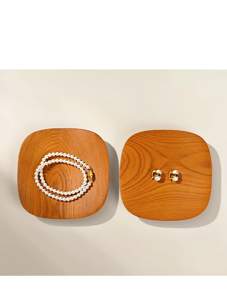 Oirlv Holzschmuck-Präsentationstablett - Natürliches Holzmaserungsdesign, ideal zur Präsentation von Schmuck, Halsketten und kleinen Accessoires. – Detail 3