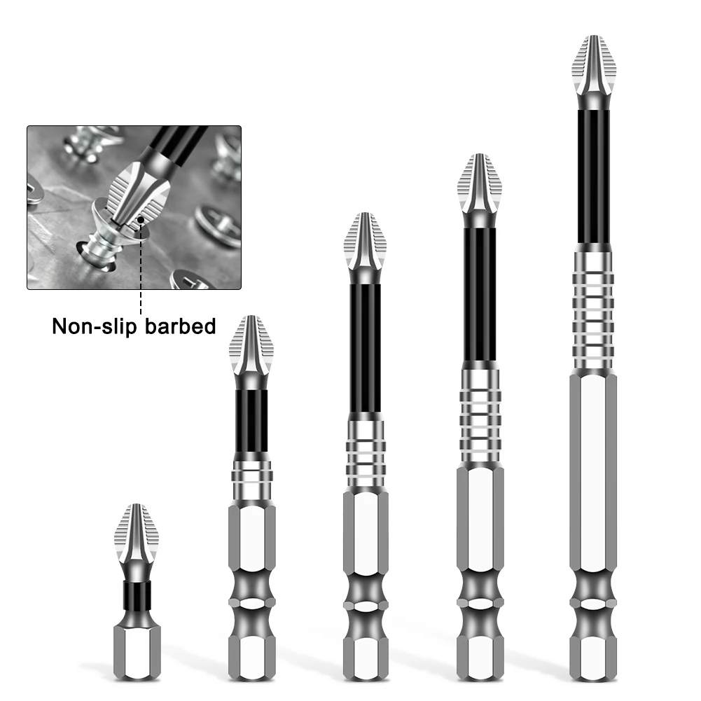 K5 Rutschfester Bohrer mit hoher Härte, S2, stark magnetisch, 5A, schwarz, rutschfest, Kreuzkopf, elektrische Bohrmaschine, Elektroschrauber-Bit – Detail 6