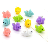 10pcs 3D Colorful Small Triceratops Dinosaur Resin Charms Kawaii Animal Crafts Pendant For Earring Keychain Diy Jewelry Make
