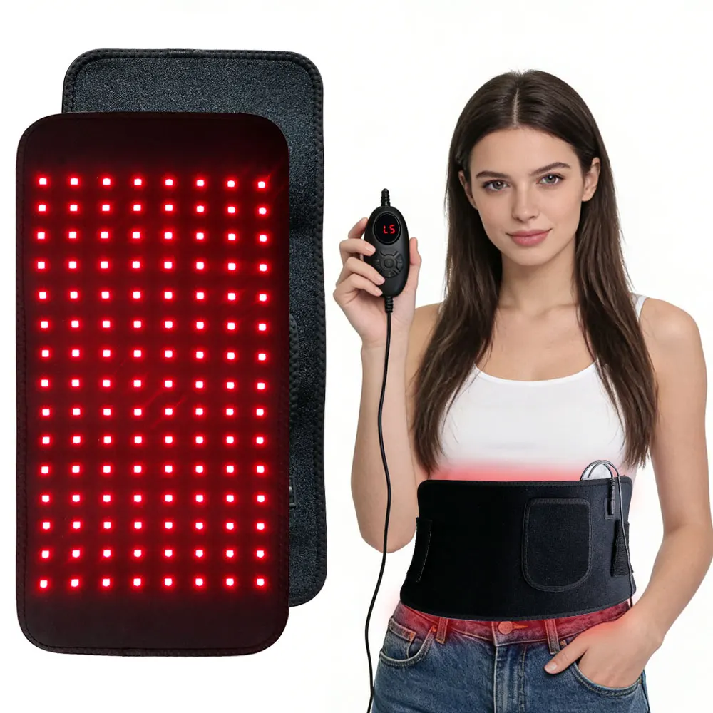 Red Light Massage Belt 120pcs Red 660nm Near-infrared 850nm Lights Heat Waist Belt for Back Legs Pad Relieve Muscle Soreness