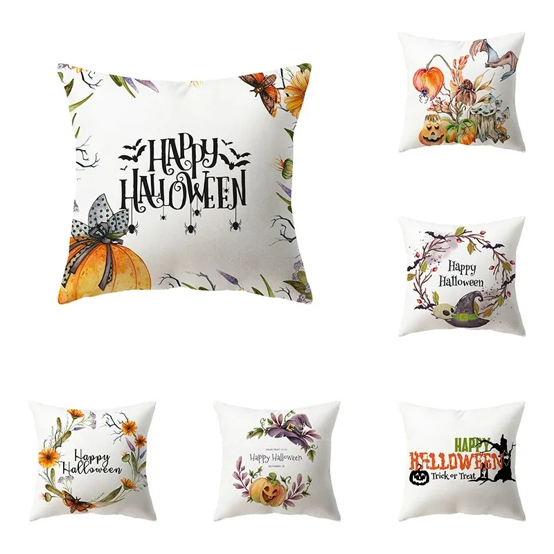 

Halloween Theme Pillow Cover Car Office Living Room Sofa Halloween Pumpkin Lantern Decoration Pillow Cover