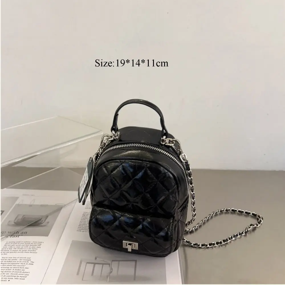 Fashion Multifunctional Chain Backpack Leather PU Handbag Shoulder Bag Bow Element Argyle Vintage School Bag