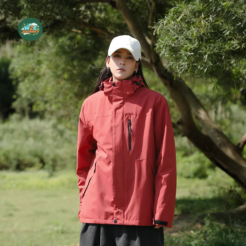 W2EJOURNEY EU US Size Luxury Quality Female Windbreak Jacket Women'S 3-In-1 Hiking Climbing Fishing Waterproof Windproof Jacket