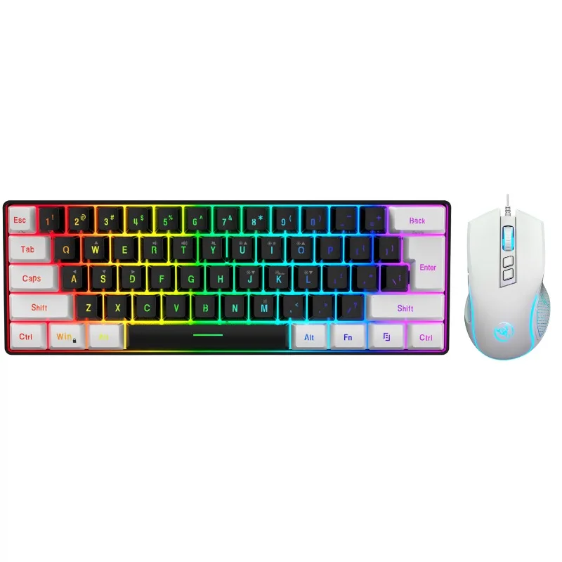 

EOENKK New 61keys Wired Plug Luminous keyboard set Luminous Gaming Mouse Office entertainment game gaming keyboard and mouse