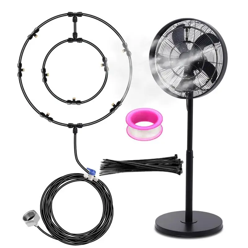 

Outdoor Mist Cooling System Upgraded Outdoor Fan Misting Kit Patio Fan Misters With 6 Removable Nozzles Water Mister Fans