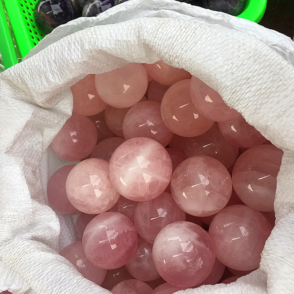 35-40mm   100% natural rose quartz crystal ball healing as gift christmas dacoeation wedding return gift