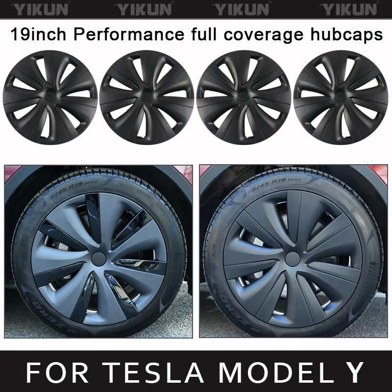 

4PCS Hub Cap Performance Replacement for Tesla Model Y 19-Inch Wheel Cap Automobile Hubcap Full Rim Cover Accessories 2018-2024