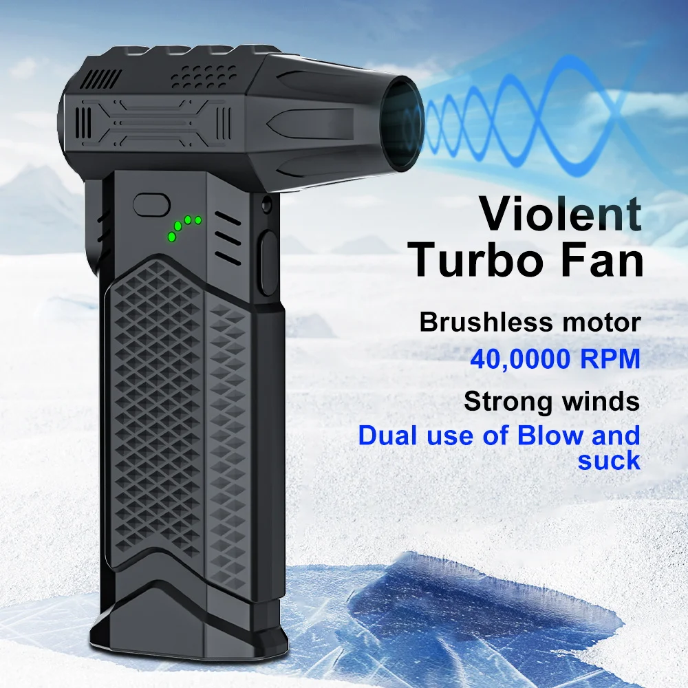

400000RPM Turbo Jet Fan 2025 Blowing Snow Blow And Suction 2 in 1 Electric Air Duster Cleaning Blower Tool Violent Hair Dryer