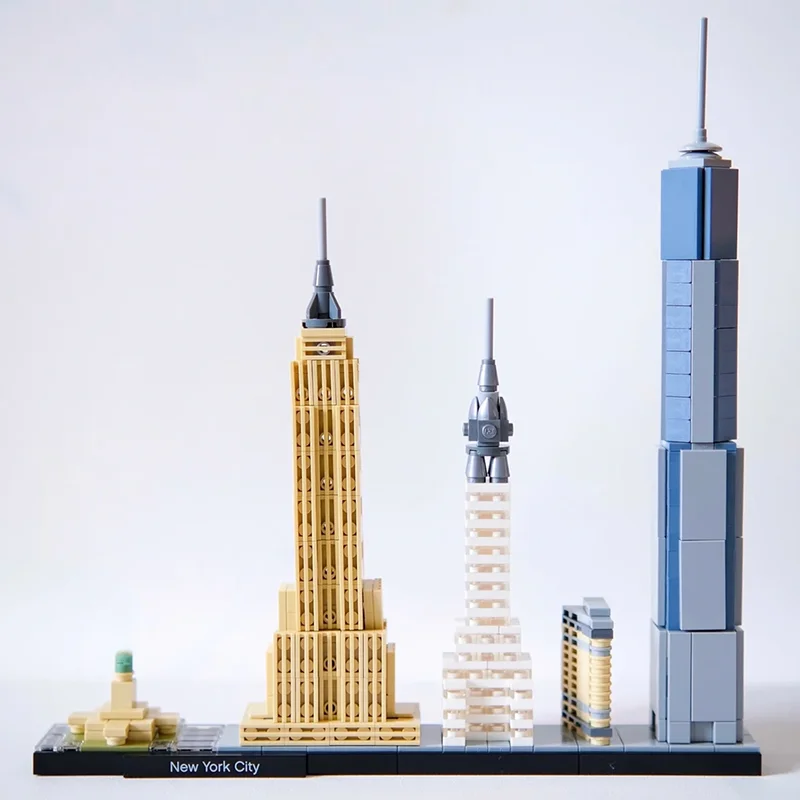598 قطعة خبير إبداعي عرض الشارع نيويورك نموذج العمارة أفق المدينة البناء اللبنات مجموعة ألعاب هدايا للطفل