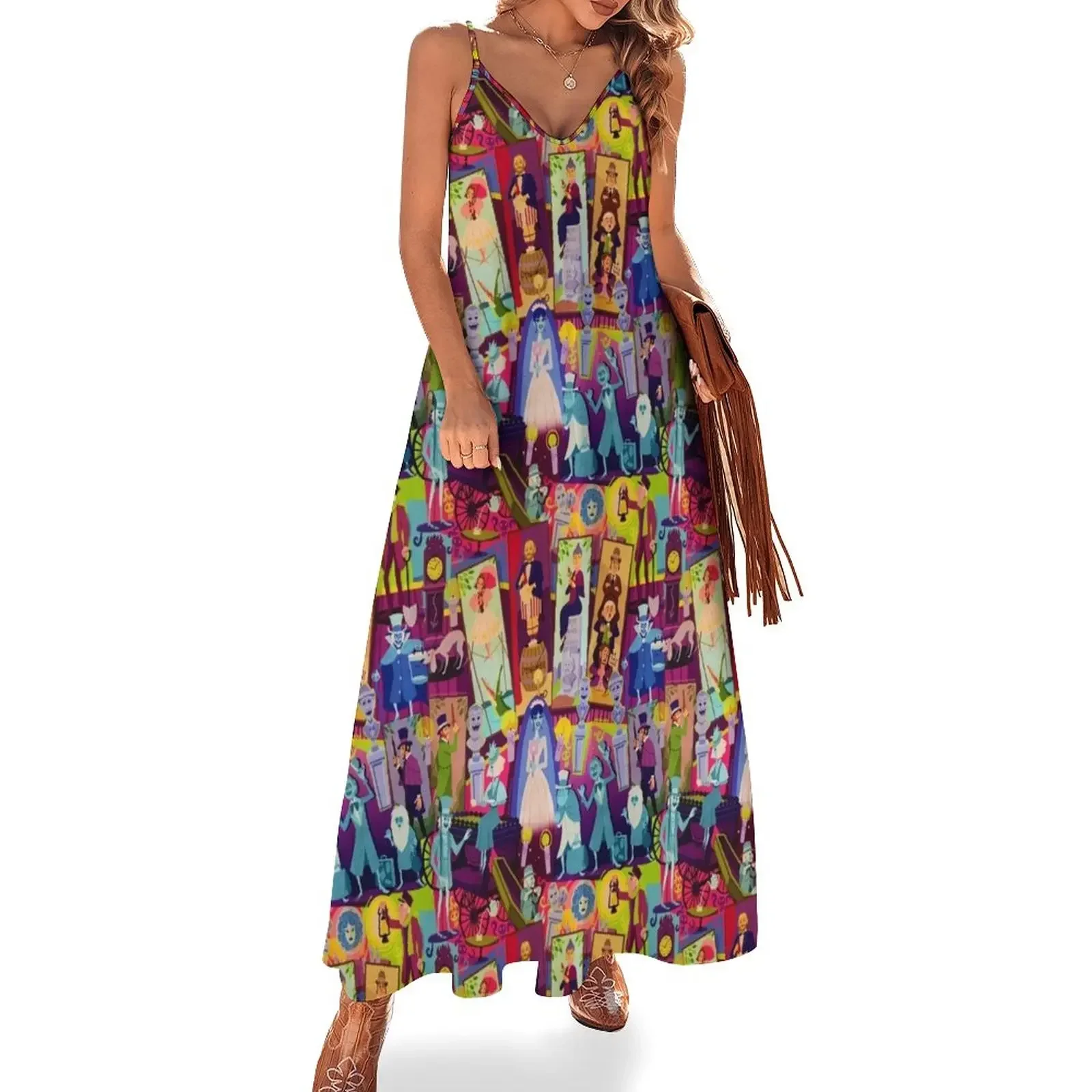 Retro Mansion Collage Sleeveless Dress clothes for woman women's summer jumpsuit Women's long dress Dress