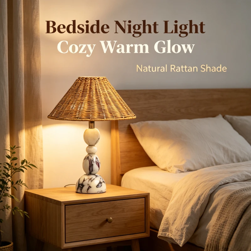 Creative Marble Basse Bedroom Beside Lamps Bamboo Art Shade Light Fixture Living Room Decoration Study Novelty Lighting 2026 New