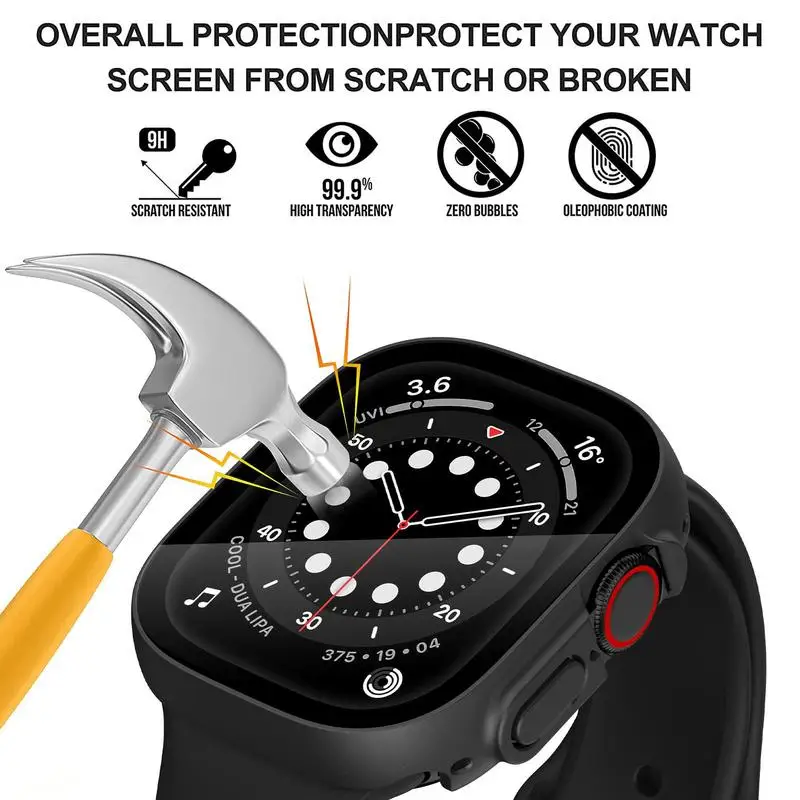 Full Coverage Hard Case Touch Sensitive Cover For Apples Watch 49mm HD 9H Tempered Glass Screen Protector Watch Accessories