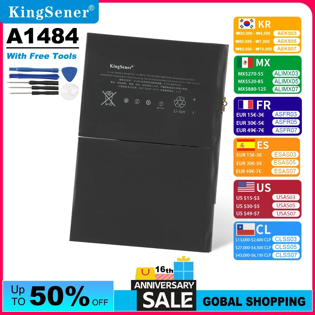 

A1484 8827mAh Tablet Battery For iPad Air 1 iPad 5 6 7 8 9 A1474 A1475 A1476 A1822 A1823 A1893 A1954 A2197 A2198 A2200 A2270