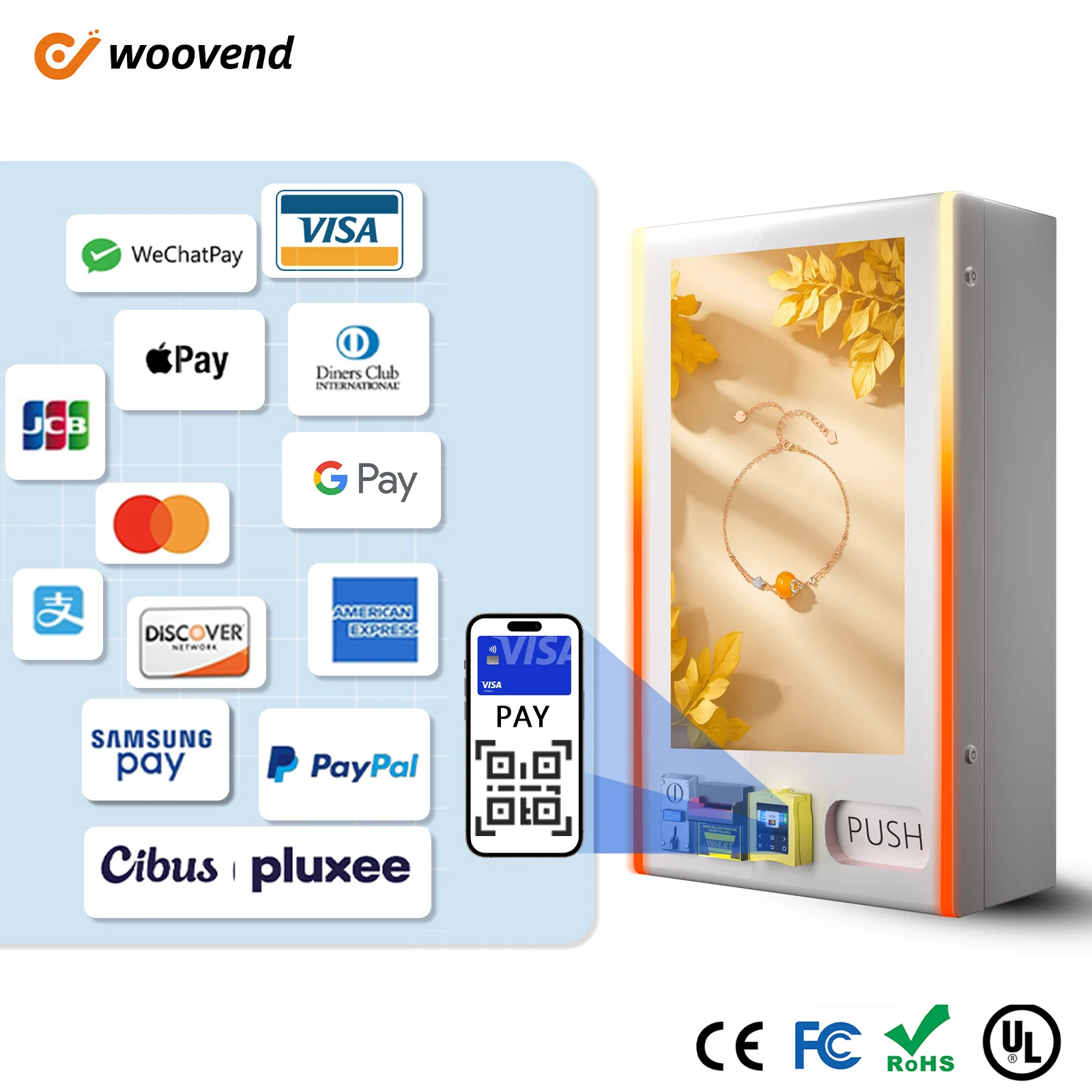Mini Wall-Mounted Cashless Perfume Vending Machine with QR Code Payment & Nayax Card Reader for Coffee Shops & Jewelry Stores