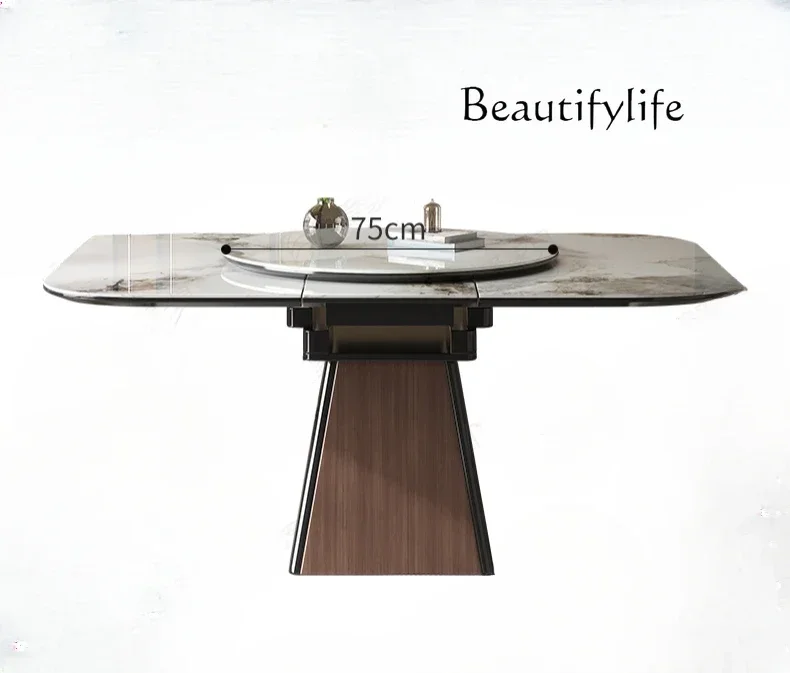 

Slate retractable household solid wood square variable rectangle modern simple light luxury dining table