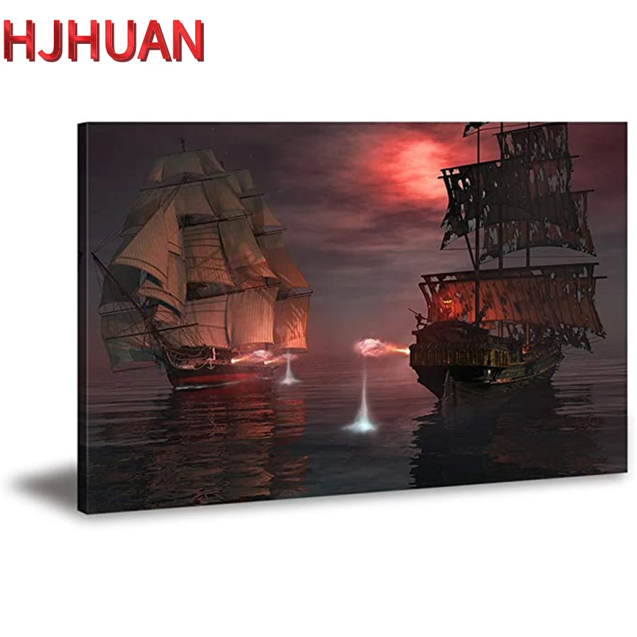 

diamond painting Pirate ship ghost ferry painting 5d diamond mazayka embroidery crystal 3d full square round diamond home decor