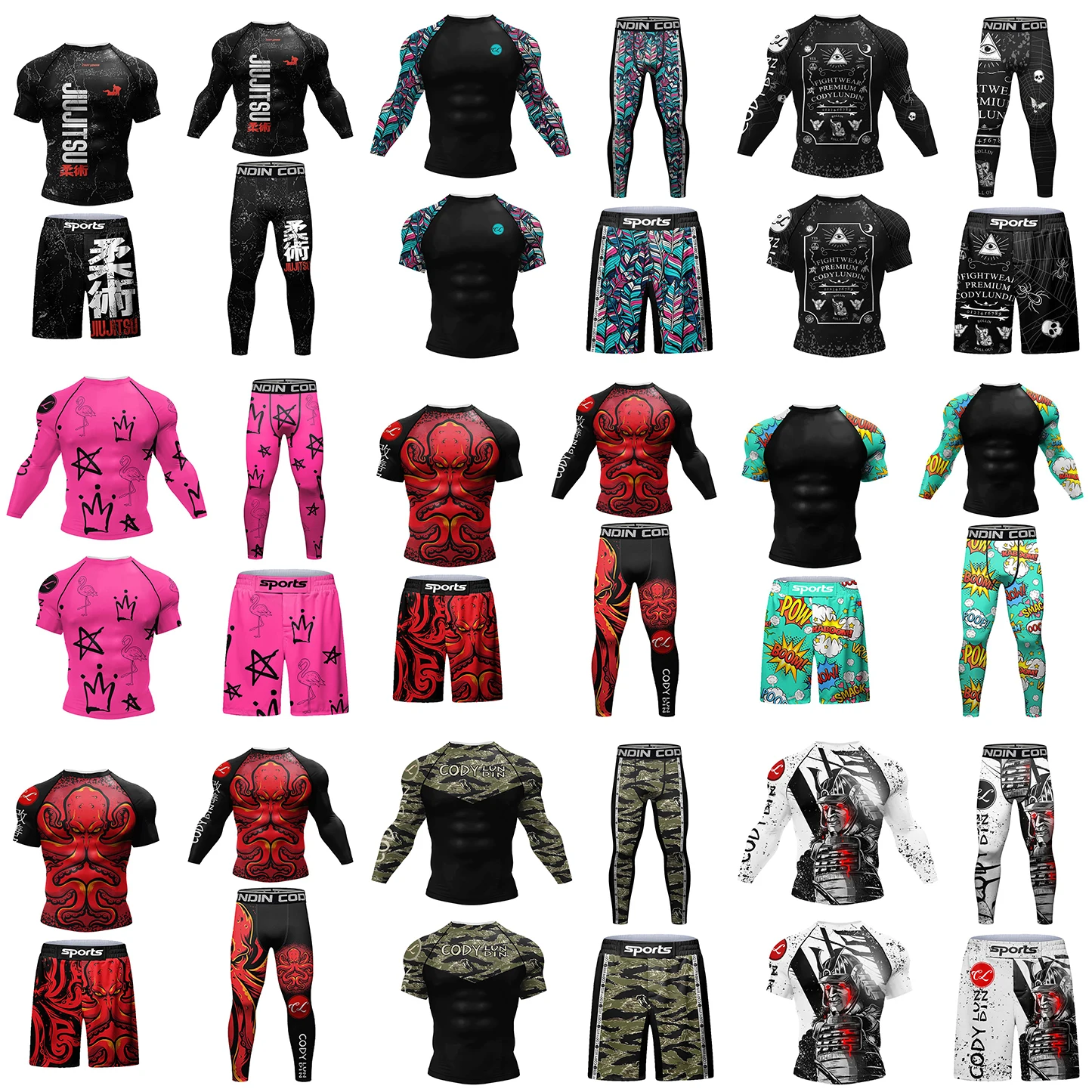 Mens Designer Clothes Kimono Jiujitsu Man Brazil Blouse + Muay Thai Shorts Cody Set Rash Guard MMA Suit Bjj Compression Wear