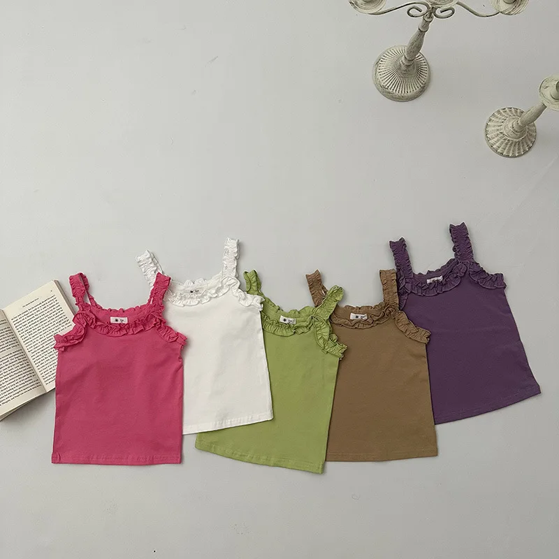 Summer Crop Top for Kids Girls 3 Color Teen Underwear Cotton Children T-shirts Toddler Undershirts Baby Tees Clothing