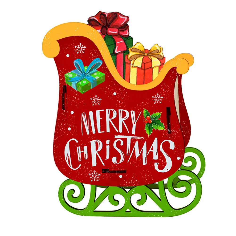 

1 set 1 Set Christmas Wooden Desktop Sleigh Ornament Diy Unfinished Puzzle Kit Holiday Home Decor Kids Painting Craft Activity