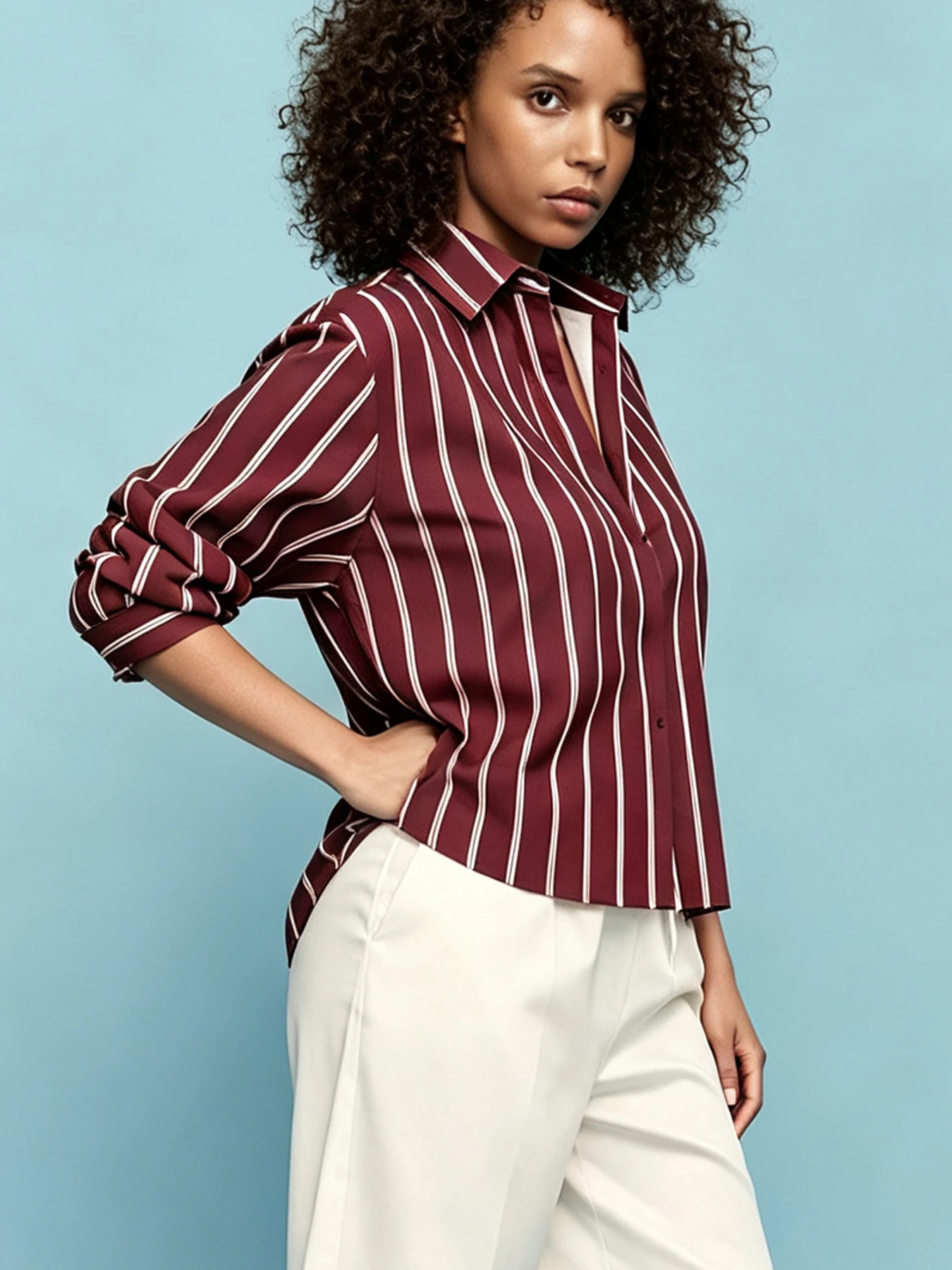 2026 Women's Thin Striped Printed Shirt Long Sleeve Collar Fashion Sexy Shirt Outdoor Shopping Home Party Top for Women