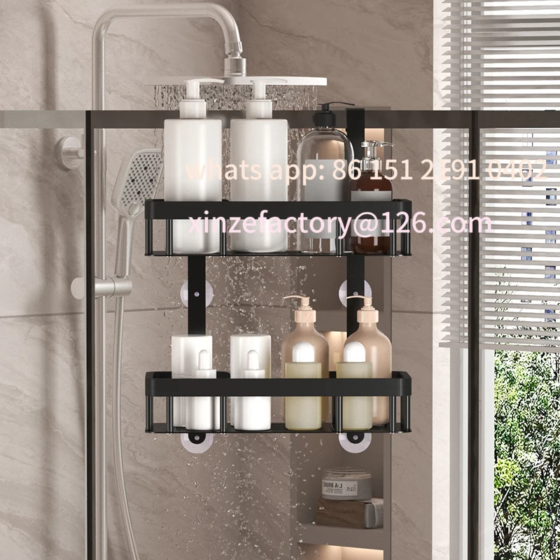 

Customizable Bathroom wall mounted three-layer storage rack, door mounted rack, shower room supplies storage shower gel rack