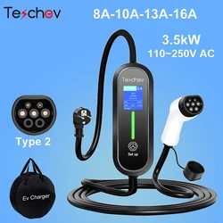 Teschev-cargador EV portátil de 220V y 230V, conector tipo 2, 16A, 1 fase, 3,5 kW, estación de carga Wallbox para vehículo eléctrico PHEV