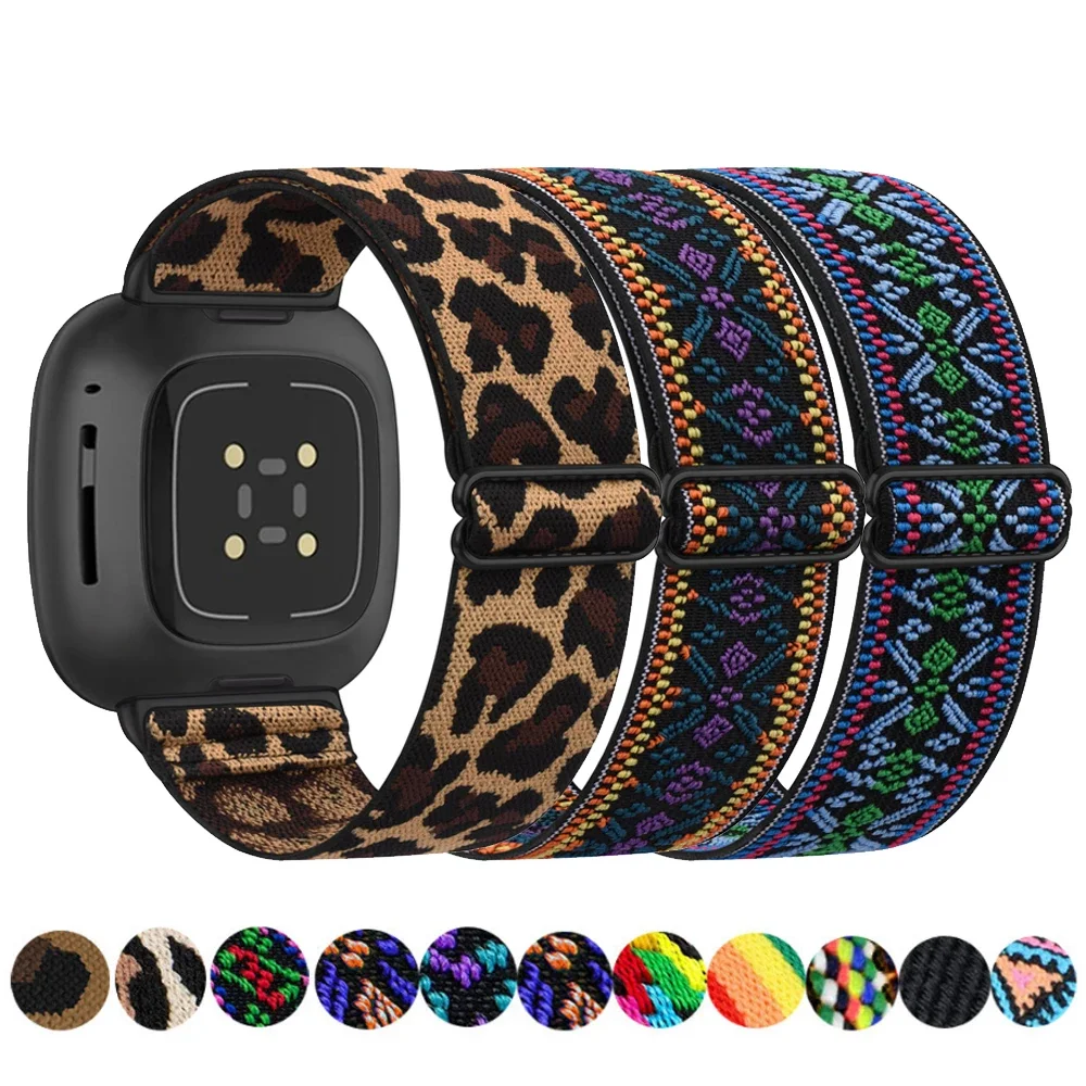 

Elastic Strap for Fitbit Versa 3 2 Band Adjustable Replacement Woven Sport Band Bracelet for Fitbit 3 Sense/Versa Lite Watchband