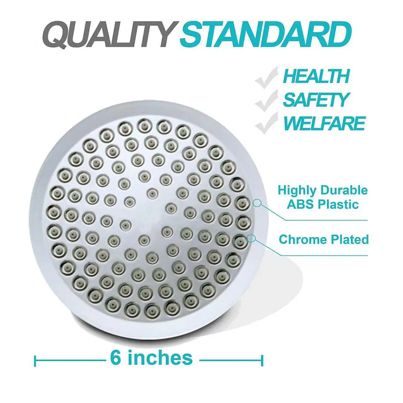 6-inch showerhead, pressurized showerhead, fully electroplated showerhead, top , bathroom, bathhouse