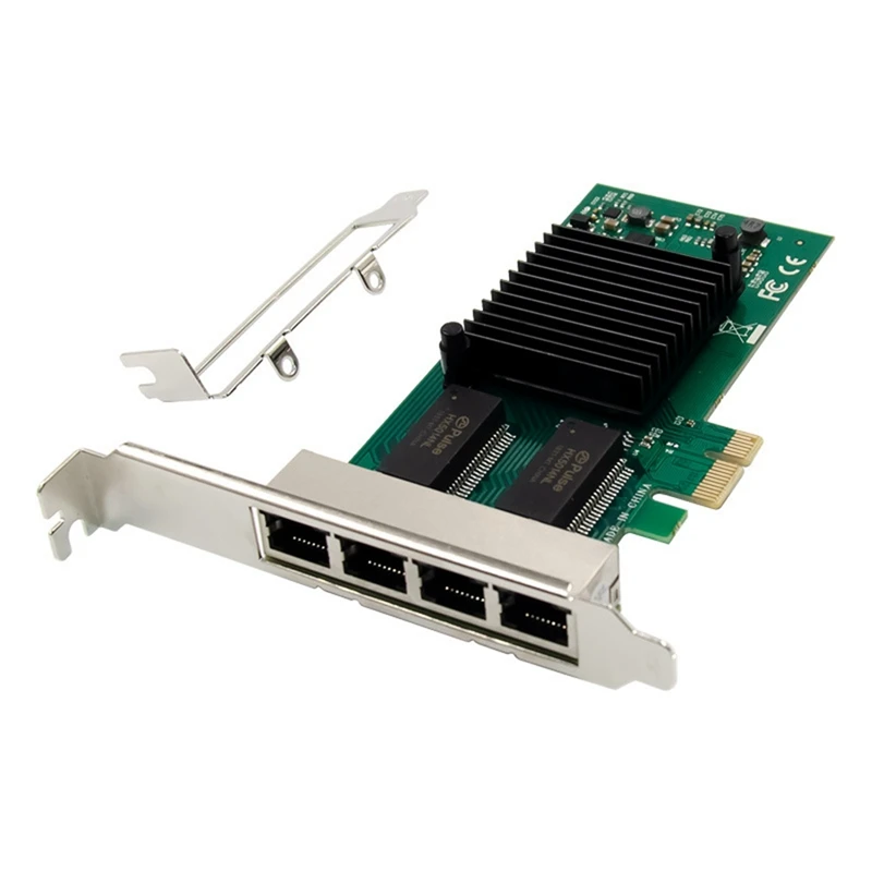 NEW-I340-T4 PCI-E X1 Gigabit Server Network Card 4 Port RJ45 PCI Express X Gen 2.1 5GT/S 82580EB Gigabit Network Card